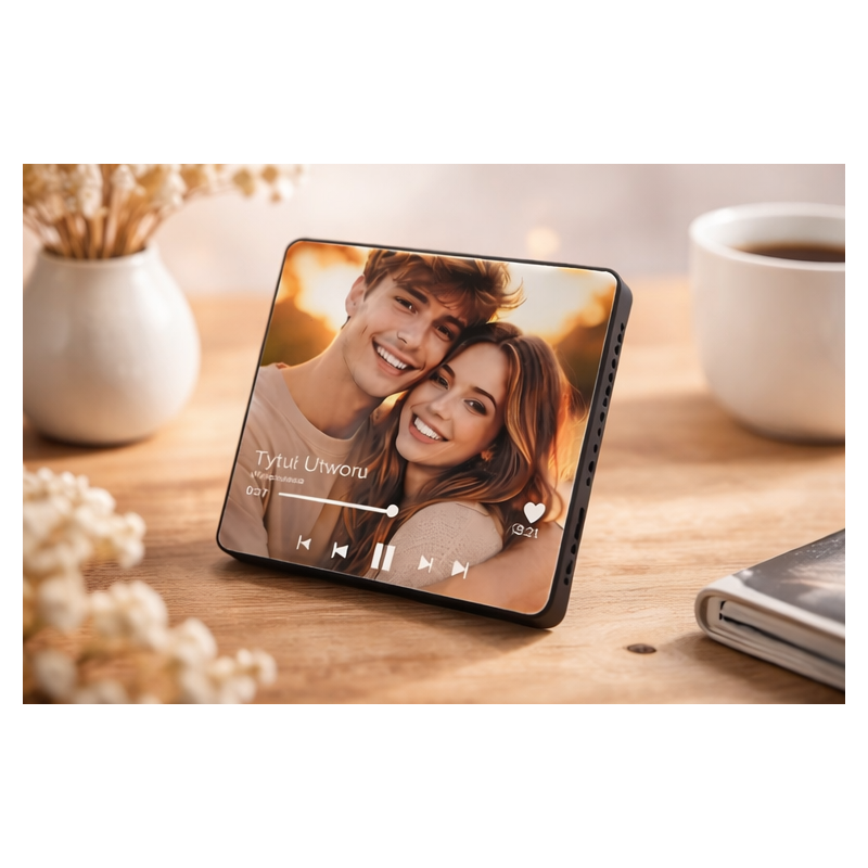 Personalizowany Magnes na lodówkę ze zdjęciem i ulubioną muzyką